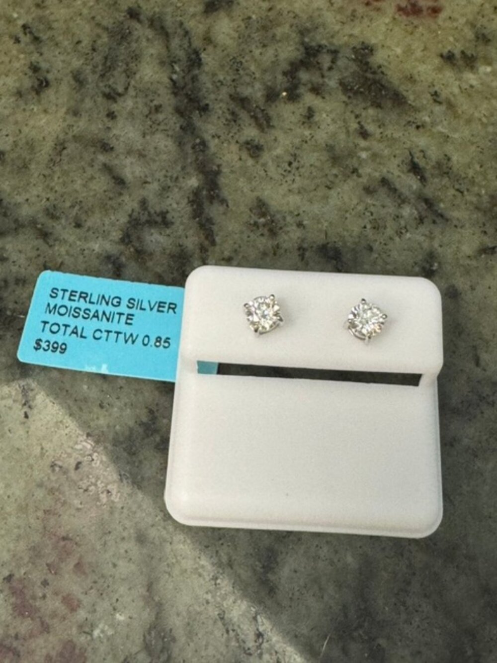 Moissanite 0.85 CTW Screw Back Stud Earrings 925 Sterling Silver NWT Free Ship!